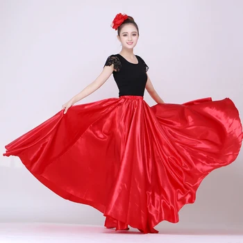 10 Spalvų Moteris, Pramoginiai, Pilvo Šokio Kostiumai Tvirtą Poliesterio Satino Ispanijos Čigonų Flamenko Sijonas Perforance Suknelė Dėvėti Etapas