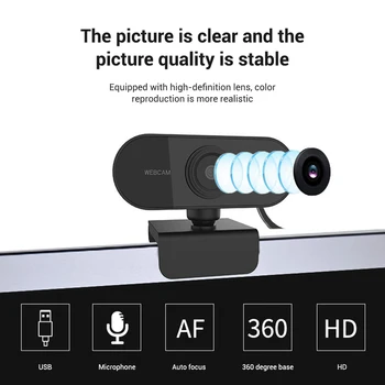 1080P Webcam USB Kompiuterio Kamera, Built-in Mikrofono Pasukti už Nešiojamųjų, Stalinių ir Žaidimų JR Pasiūlymai