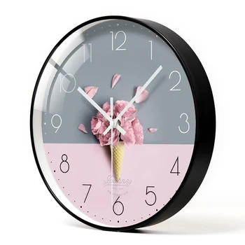 12 Colių Šiaurės Laikrodis,Rožinė puokštė Silent Minimalistinio Dizaino Mados Kvarco Sieniniai Laikrodžiai,Namų Dekoro