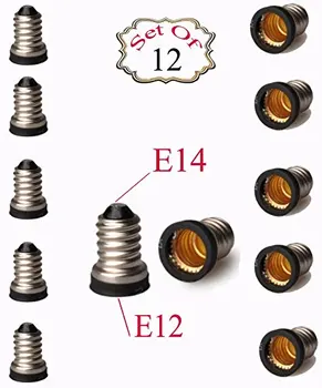 12pcs,Lempučių Adapteriai / Konvertuoja E14 bazė E12 Šviestuvai bazės E14/ Aukštai temperatūrai atsparia/ Pagaminti Su Anti-Deginimas