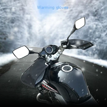 1Pair Motociklu Žiemą Šiltas Rankenos Pirštinės Vėjo Šiltas Aksomo Apima Šaltą Žiemą Šiltas Dviračių Pirštinės