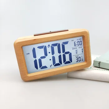 1PC Mediniai Mados Smart Patvarus Šviesos Jutiklis Laikrodis Biuras
