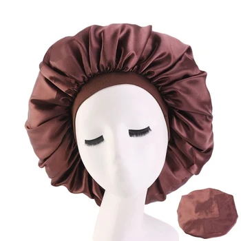 1PCS Extra Large Print Satin Plaukų Kepurės Šilkiniai variklio Dangčio Miego Kepurės Premium Elastinės Juostos Moterų vientisos Spalvos Galvos Wrap