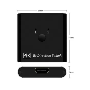 2-Port HDMI Bi-directional 2x1 Jungiklis Switcher & 1x2 Splitter Selektorių 3D 4K UHD Signalo Šaltinis Dropshipping