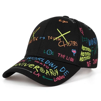 2019 naujas mados Grafiti spausdinimo beisbolo kepuraitę Pavasario vasaros lauko laisvalaikio skrybėlę Reguliuojamas hip-hop street skrybėlės, kepurės Unisex