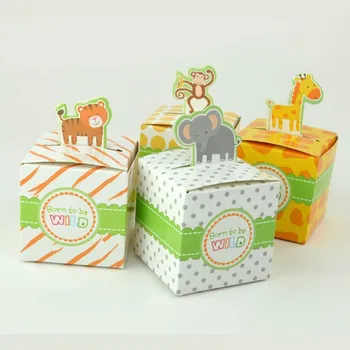 2019 naujo stiliaus vestuvių saldainių dėžutė 5.5x5.5x5.5cm 10vnt keturių stiliaus gyvūnų tigras/elephant /ape/žirafa choolate mielas mažas langelis