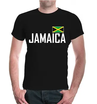 2019 Reklamos Nauja O-Kaklo, Trumpas Rankovėmis Slim Fit Dryžuotos Vėliavos Futbolininkas T-Shirt Jamaika Vasaros Cool Tees