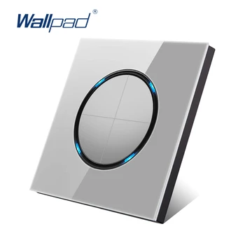 2019 Wallpad 4 Gauja 1 Būdas Atsitiktiniai Spustelėkite Mygtuką Sienų apšvietimo Jungiklis Su LED Indikatorius Pilka Krištolo Stiklo Skydelis 16A