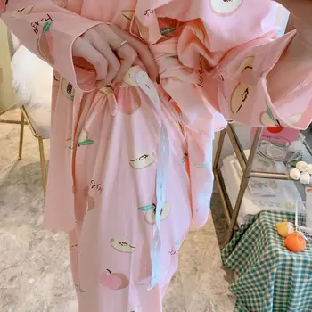 2021 Japonijos Kimono motinystės krūtimi nustatyti pavasarį slaugos pižamą nėščia moteris 2 Pieecs laktacijos naktiniai drabužiai drabužiai