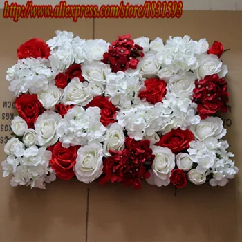 24PCS / daug Dramblio kaulo, raudonos ir Dirbtinio šilko rožė hydrangea gėlių sienos vestuvių fone, Gėlių runner vestuvių dekoravimas TONGFENG