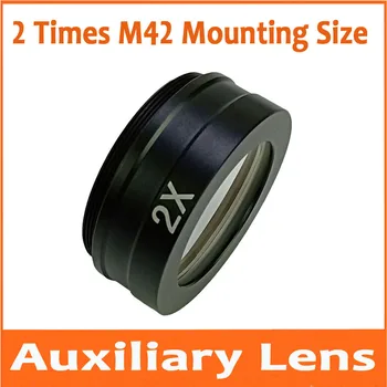 2X Aux Pagalbiniai Tikslas Objektyvas Pramonės Skaitmeninis Fotoaparatas Monokuliariniai Vaizdo Stereo Mikroskopas, M42 X0.75mm Montavimo Sriegis
