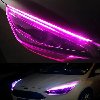 2X Plono Automobilių DRL LED Dienos Veikia Šviesos Lankstus Važiavimo Balta Posūkio Signalo Geltona Vadovas Juostelės priešakinių Šviesų