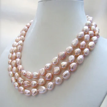 3 kryptis originali gamtos 8-10MM rožinė baroko gėlavandenių perlų vėrinį 17-19