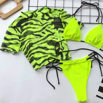 3 Pasėlių Viršuje+maudymosi kostiumėlį, Maudymosi Kostiumą Gabalas Moterys Vasarą Seksualus Bikini Tankini 2020 M. Aukštos Juosmens Matyti Per Bikini Moterimi, Moteris