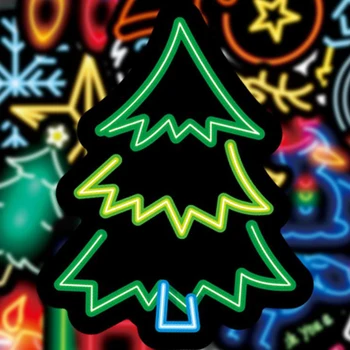 50Pcs PVC Kalėdų Neon Stiliaus Lipdukai, Nešiojamas Riedlentė Bagažo Gitara Lipdukai
