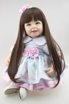55cm kūdikis reborn lėles mergaitėms, žaislai, ilgi plaukai princesė mergina lėlės vaikams apsirengti, žaislams bebe dovana bonecas atgimsta