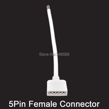 5vnt/daug 5Pins 5-Pin Female LED Jungtys su 15cm Balta Viela už 5050 SMD RGBW ar RGBWW LED Šviesos Juostelės