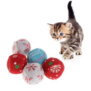5vnt Kačių Žaislai, Kalėdų Kamuolys Katžolių Augintiniai Kačiukas Kibinimas Juokingas Interaktyvus Tiekimo