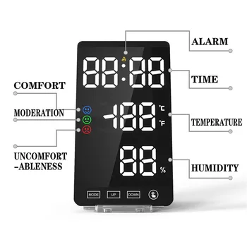 6 Colių LED Laikrodis-Žadintuvas Touch Kontrolės Veidrodėliai Skaitmeninis Laikrodis LED Laiko, Temperatūros, Drėgmės Ekranas USB Stalo Laikrodis Namų Dekoro
