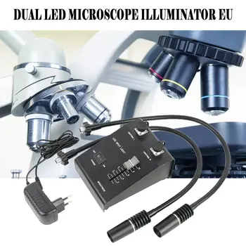 6W Dviguba LED Gooseneck Šviesos Šviestuvas Lempa Šaltinis Pramonės Stereo Mikroskopo Objektyvo Kamera didinamasis stiklas 110V-240V Adapteris