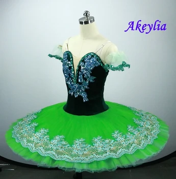 Aksomo Esmeralda Profesionalių Baleto Mdc Merginos Suaugusiųjų Žalias Blynas Peformance Tutus Sugar plum fairy Ballet Dress Kostiumai Vaikas