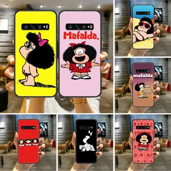 Animacinių filmų Mielas Mafalda Telefono dėklas Dangtelis Skirtas SamSung Galaxy S Pastaba 7 8 9 10 20 Uitra Plus E Lite juoda Juoda Coque Minkštas Ministras