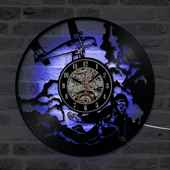 Apvalūs Tuščiaviduriai Skydiver CD Įrašyti Sieninis Laikrodis Asmeninį Kūrybos ir Antikos Vinilo LED Įrašyti Laikrodis Rankų darbo Namų Dekoro Laikrodis