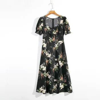 Atsitiktinis suknelė moteriška gėlių spausdinti vasaros suknelė Plonas Vestidos