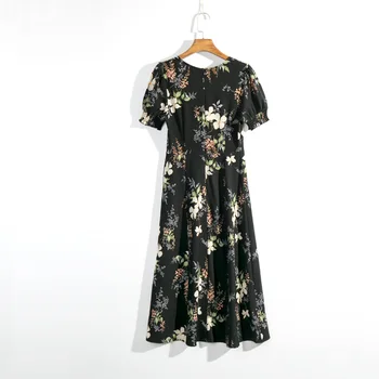 Atsitiktinis suknelė moteriška gėlių spausdinti vasaros suknelė Plonas Vestidos