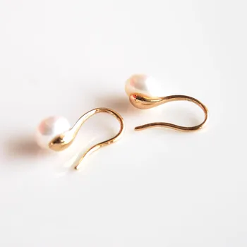Aukso spalvos bižuterijos, aukso tabaluoti auskarai minimalistinio dizaino rankų darbo natūralių gėlavandenių perlų moterims, dovana