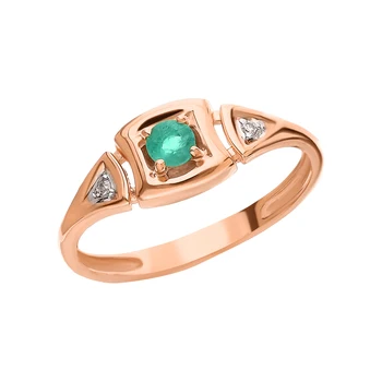 Aukso žiedas su smaragdais ir deimantais, saulės mėginio 585