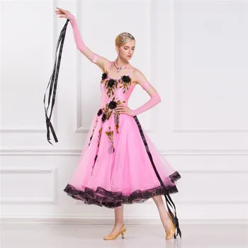B-16154 Užsakymą Rožinės Spalvos Sportinių Šokių Suknelę, Standartinės Sijonas Konkurencijos Dress Kostiumai, Atliekanti Suknelė Sklandžiai Rengtis Suaugusiųjų