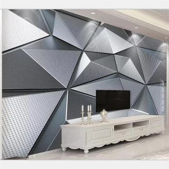 Beibehang Tapetai didelis custom high-end 3D solid geometry atmosferos metalo kambarį miegamojo sienos papel de parede 3d