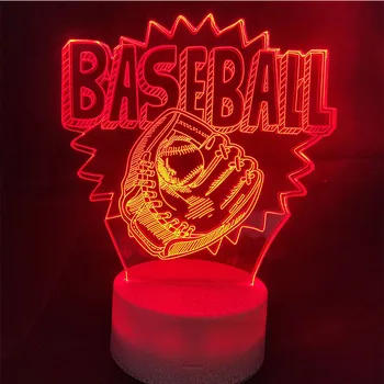 Beisbolo 3D Stalo Lempa Akrilo LED Nakties Šviesos Touch 7 Spalva Keičiasi Šalies Dekoratyvinės Šviesos vaikai dovana