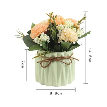 Dirbtinis Hydrangea Puokštė Šilko Gėlių Namuose Vestuvių Nuotakos Šalis Dekoro Apie 14.5 cm Dirbtinės Gėlės Su vaza