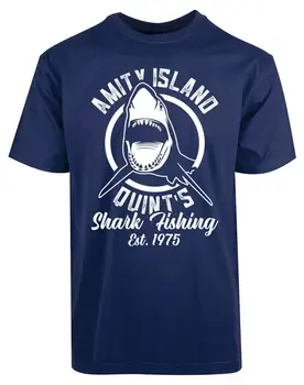 Draugystės Sala Quint S Ryklių Žvejybos Est 1975 Nauji VYRIŠKI Marškiniai Gražus Atspausdinta Tee Naujos Mados Hip-Hop Spausdinimo Naujovė T Shirts