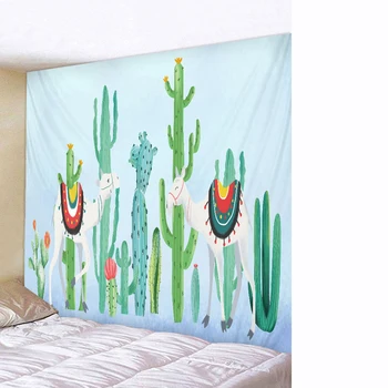 Flamingo sienos haning gobelenas tenture murale naują atvykimo atogrąžų kaktusas pobūdžio gobelenas žalia siena antklodė