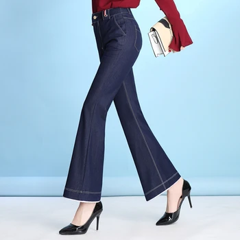 Flare kelnės moterų plius dydis aukšto juosmens atsitiktinis džinsai moteriška capris aukšto juosmens naujas mados pavasario tencel kelnės sy50810