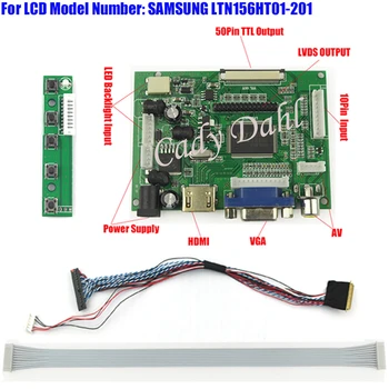 HDMI VGA 2AV LVDS Valdiklio plokštės + 40 Smeigtukai Lvds Laido Rinkiniai forLTN156HT01-201 1920x1080 2ch 6 bitų LCD Ekranas