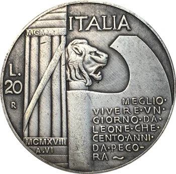 Italija 1928 20 Lire kopijuoti monetų 35.5 MM