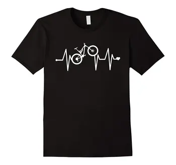Kalnų Dviratininkas Širdies Marškinėliai - MTB T Shirt Apvalus Kaklas Geriausiai parduodamų Vyriška Natūralios Medvilnės VIRŠUJE TEE Print T-Shirt Vyras Trumpas