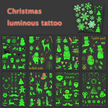 Kalėdų Šviesos Laikinos Tatuiruotės Vaikams Netikrą Tatuiruotę, Spindinčią Tamsoje, Vandeniui Lipdukai, Žaislai, Kalėdų Dekoracijos
