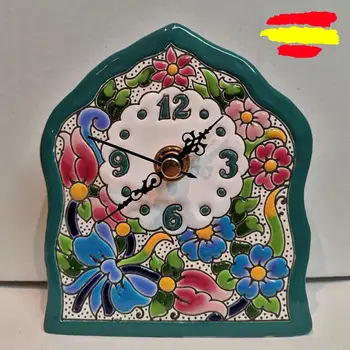 Keramikos laikrodis grindų 12cm. - 4.7 - Žiūrėti pėdų stalo - įstiklintas ranka - Ispanijoje - namų ir apdaila -