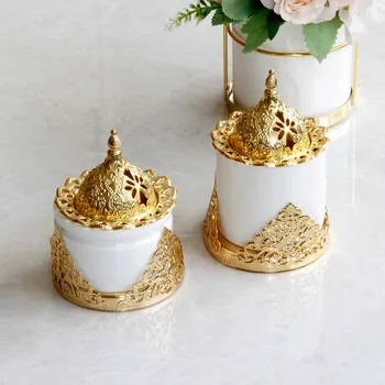 Kūrybos aukso Artimųjų Rytų stiliaus ketaus, keramikos derinys, smilkalų degiklis baldų apdailos