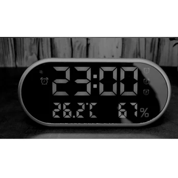 LED Skaitmeninis Laikrodis-Žadintuvas su Temperatūra,Reveil Žiūrėti USB Elektroninių Stalo Laikrodžiai,Ovalo formos Veidrodis, Stalo Laikrodis