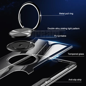 Magnetinis Žiedas Turėtojas Atveju Huawei Honor 7X 10 Lite Žaisti 8X MAX V20 P Smart 2019 Skaidrus, atsparus smūgiams Telefono Coque Padengti