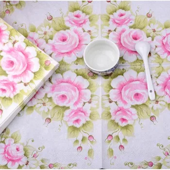 Maisto kokybės stalo servetėlės, popieriaus, audinių spalvų spausdinimo, pink gėlių handerchief dekupažas vestuvės, gimtadienis kavinėje dekoratyviniai kilimėliai