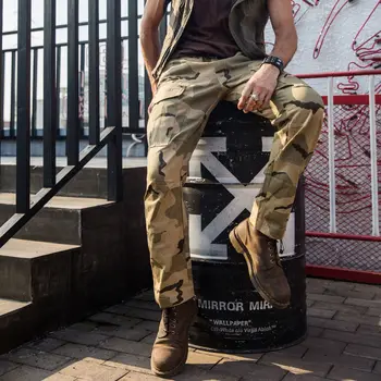 Men ' s Multi-pocket Krovinių Kelnės Karinė Maskuotė Tactical Kelnes Lauko Laipiojimo Mokymo Medžioklės Pėsčiųjų Sportinės Kelnės