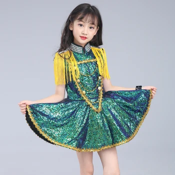 Mergaičių Šokio Kostiumas Vaikams Džiazo Šokių Princesė Suknelė China Pakraštyje Kalnų Krištolas Suknelė Festivalio Spektaklis Drabužių Etape Dėvėti 684