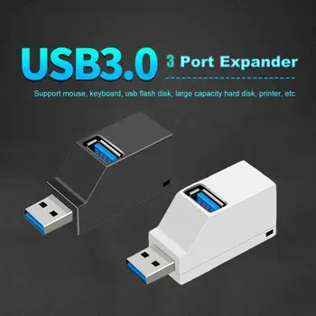 Mini 3 Port USB Hub USB 2.0 3.0 Didelio Greičio Hub Splitter Langelį PC Nešiojamas U Diską, Kortelių Skaitytuvą, Skirtą 